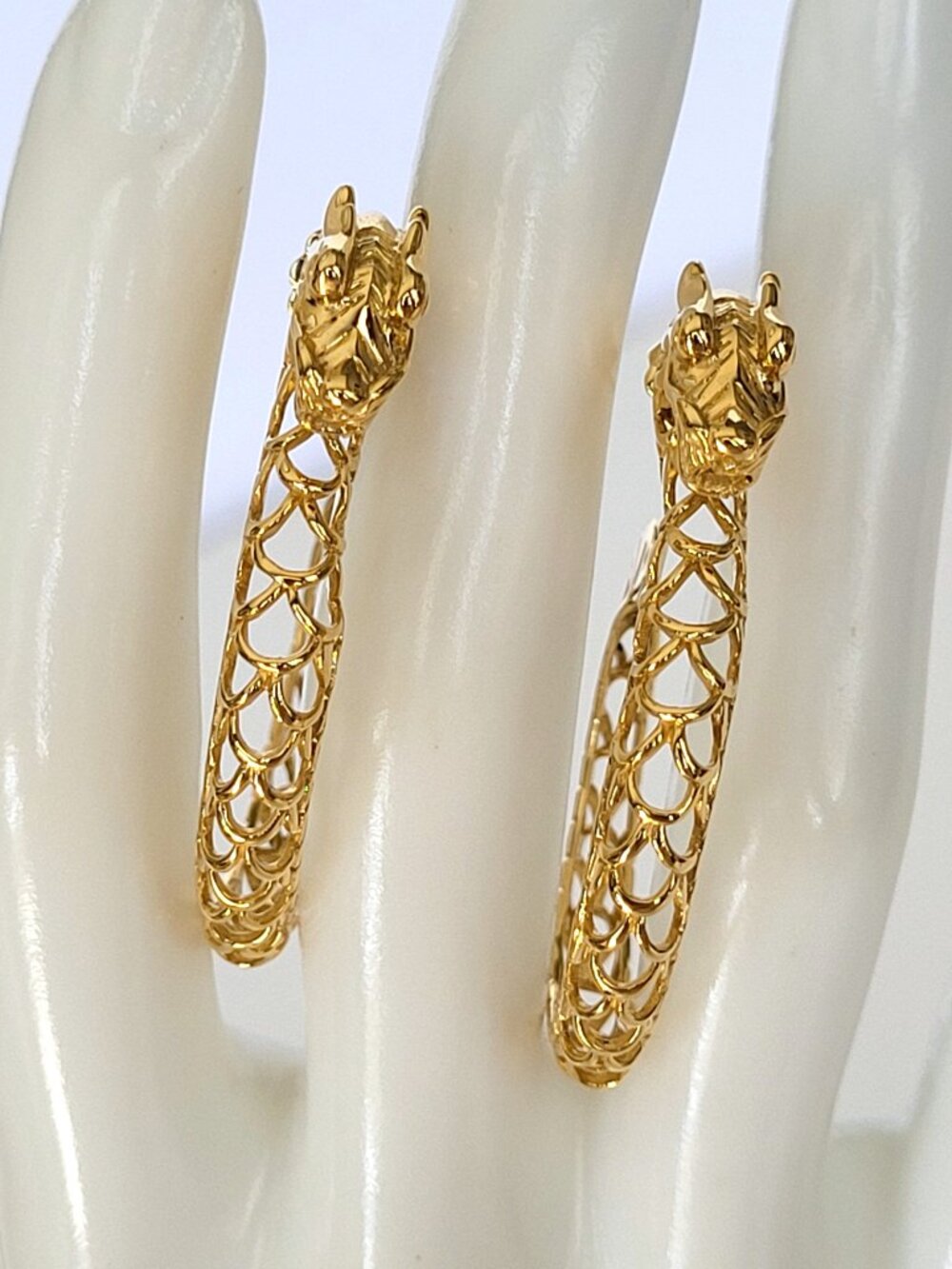 John Hardy 18K Yellow Gold Naga Dragon Earrings 45mm